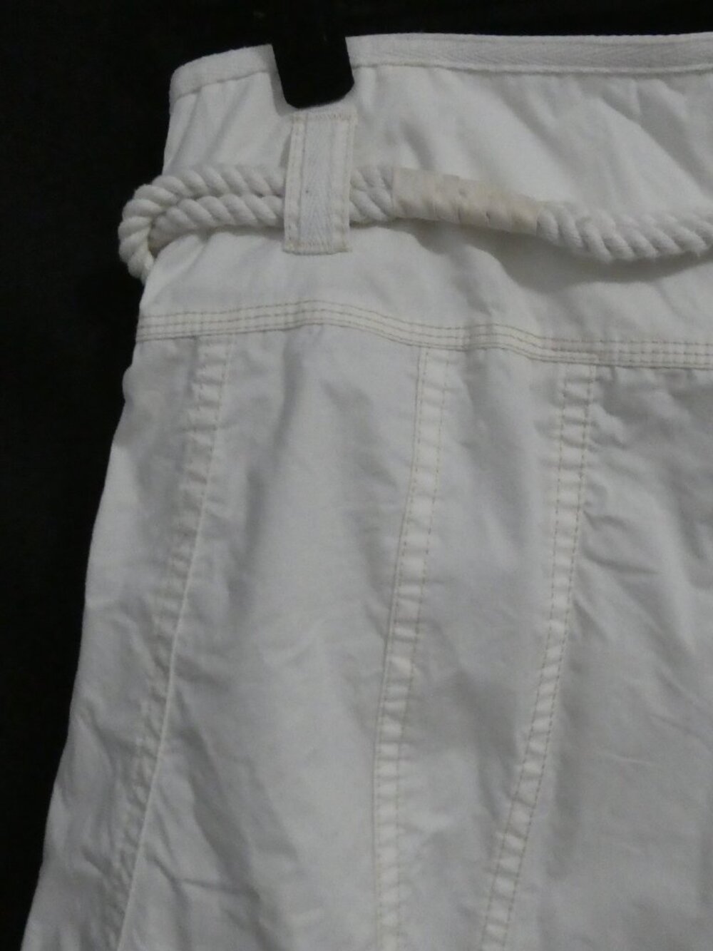 CONTEMPORAINE By SIMONS White Cotton A-Line Skirt with Braided Belt - Size 12 - Picture 10 of 15